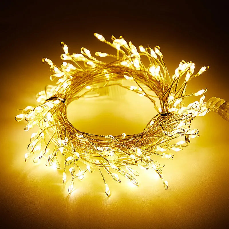 USB LED Firecracker String Fairy Lights | Remote Control Garland for Party & Garden
