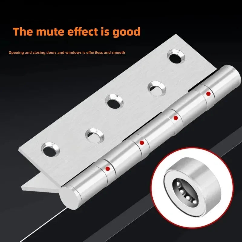Stainless Steel Silent Door Hinge 4-Inch | Heavy Duty 3mm Thick Bearing Furniture Hardware
