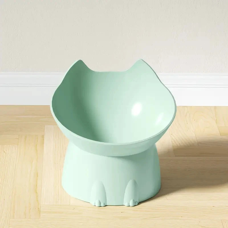 Elevated Anti-Tip Cat Bowl | Raised Tilted Feeding Dish for Neck Protection