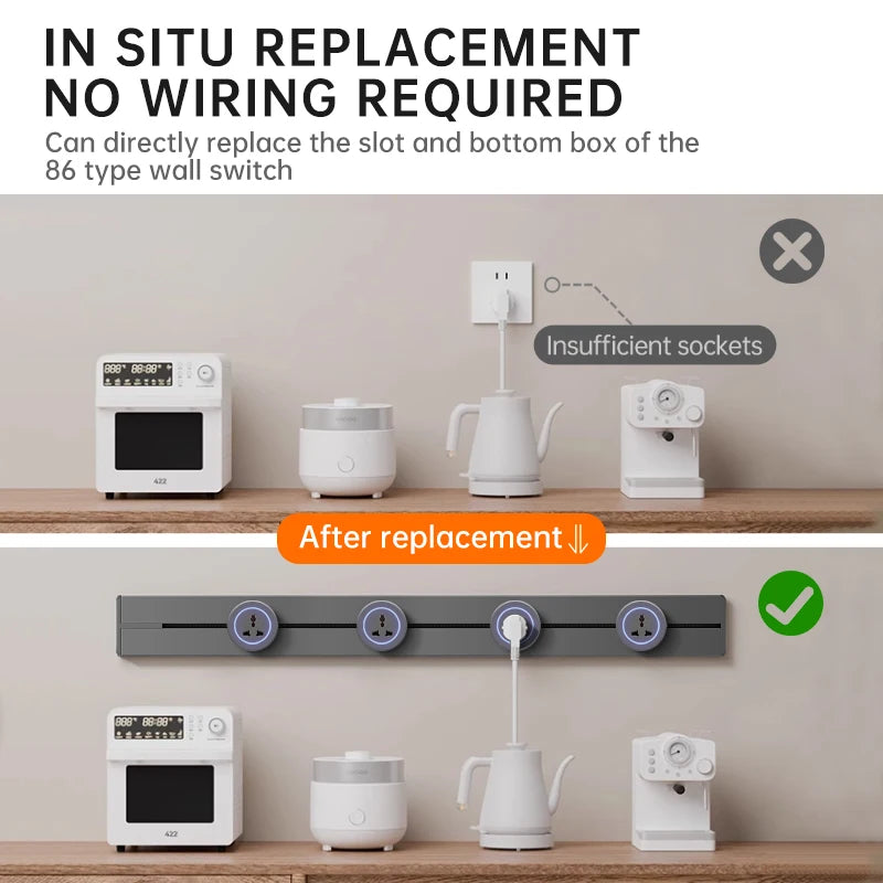 Universal Wall Power Track Socket | Removable USB Adapter Plug US EU UK FR