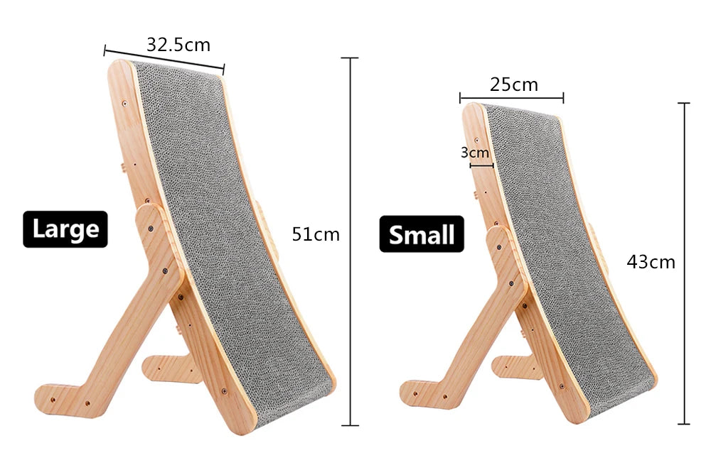 3-in-1 Wood Cat Scratch Board Bed | Vertical Nail Grinding Scraper Mat
