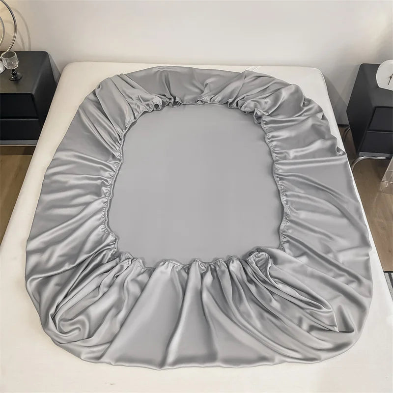 Natural Mulberry Silk Fitted Sheet | Luxury Mattress Cover King Queen Custom Size