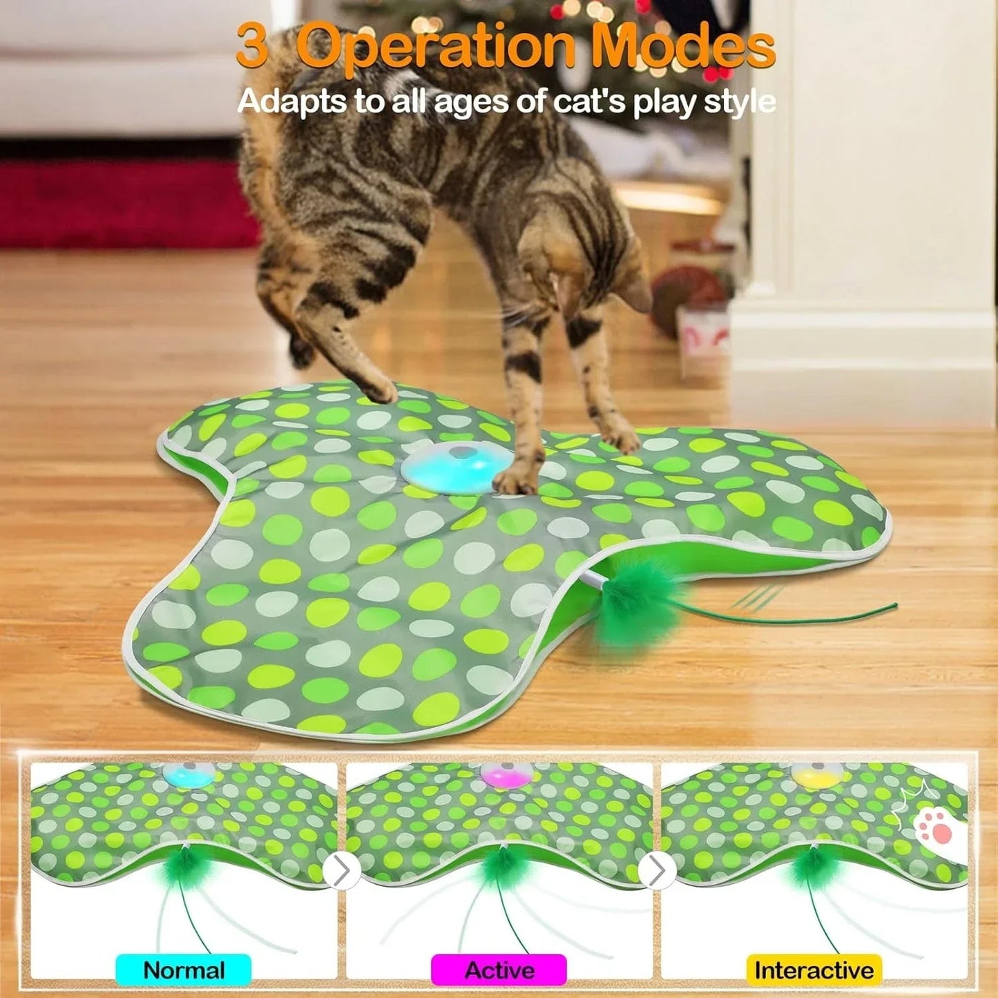 Smart Hide & Seek Cat Toy | Motion Activated Mouse & Feather Kitten Teaser