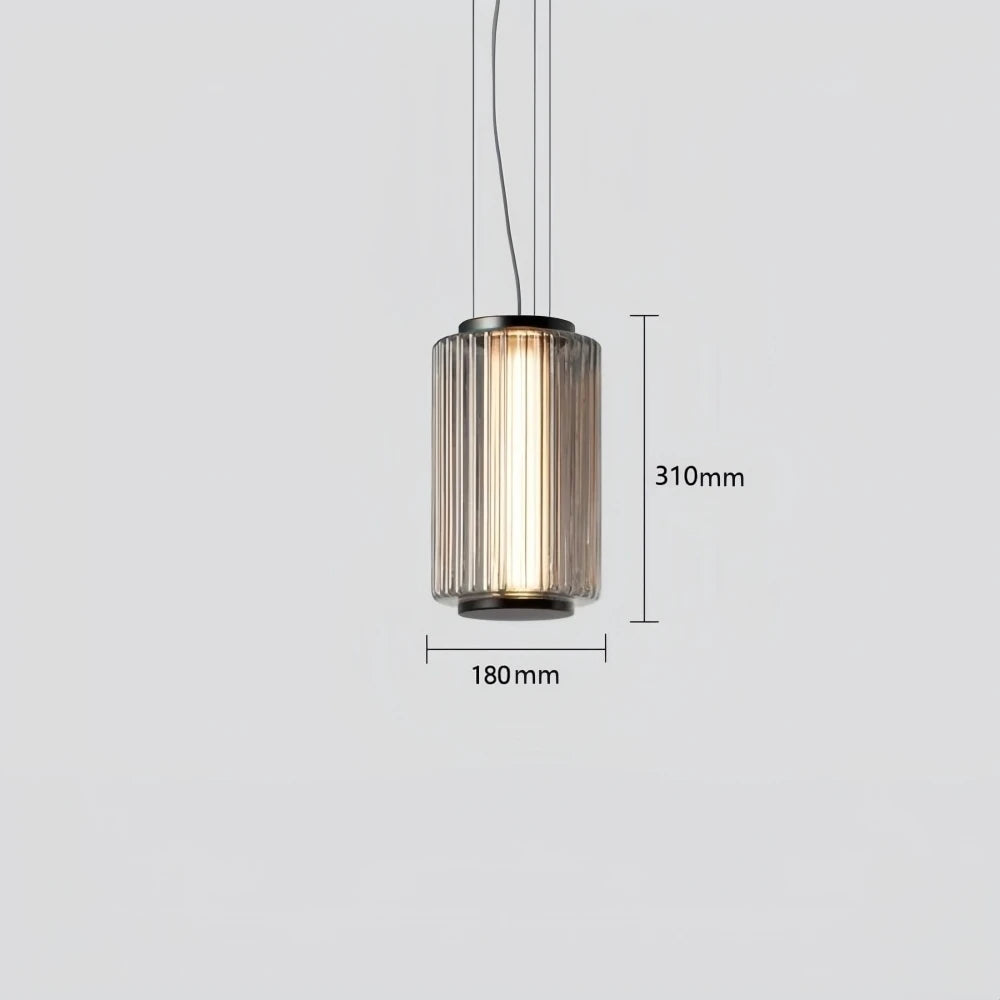 Nordic LED Pendant Light Smoke Gray Glass | Long Stripe Hanging Lamp for Dining Room