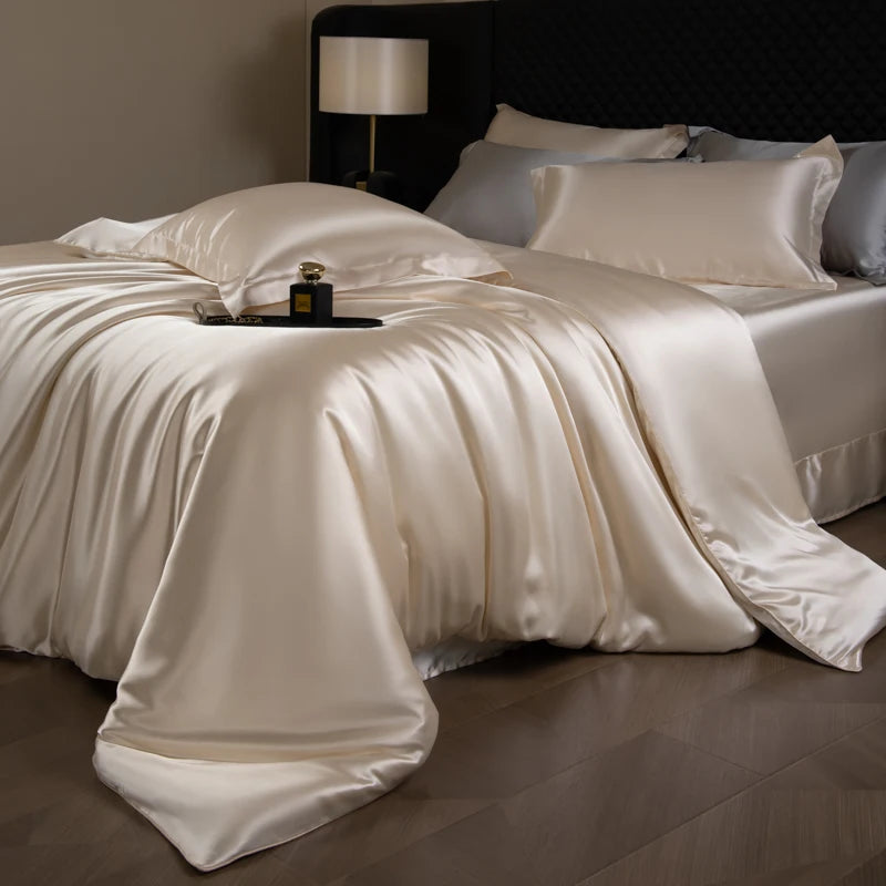 Silk Rayon Luxury Bedding Set | Duvet Cover, Fitted Sheet & Pillowcases King Queen Twin