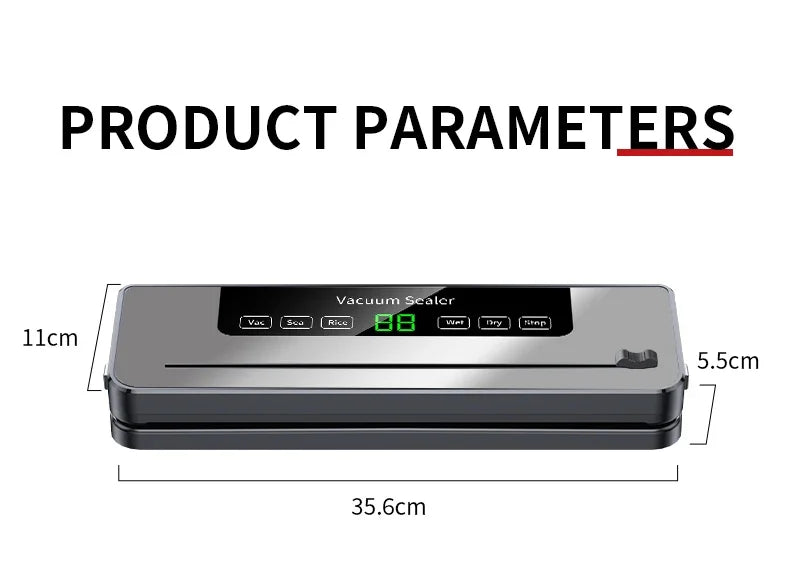 Food Vacuum Sealer Machine with UV & Built-in Cutter | Dry & Wet Kitchen Food Storage