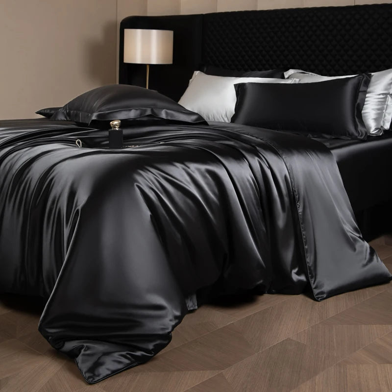 Silk Rayon Luxury Bedding Set | Duvet Cover, Fitted Sheet & Pillowcases King Queen Twin