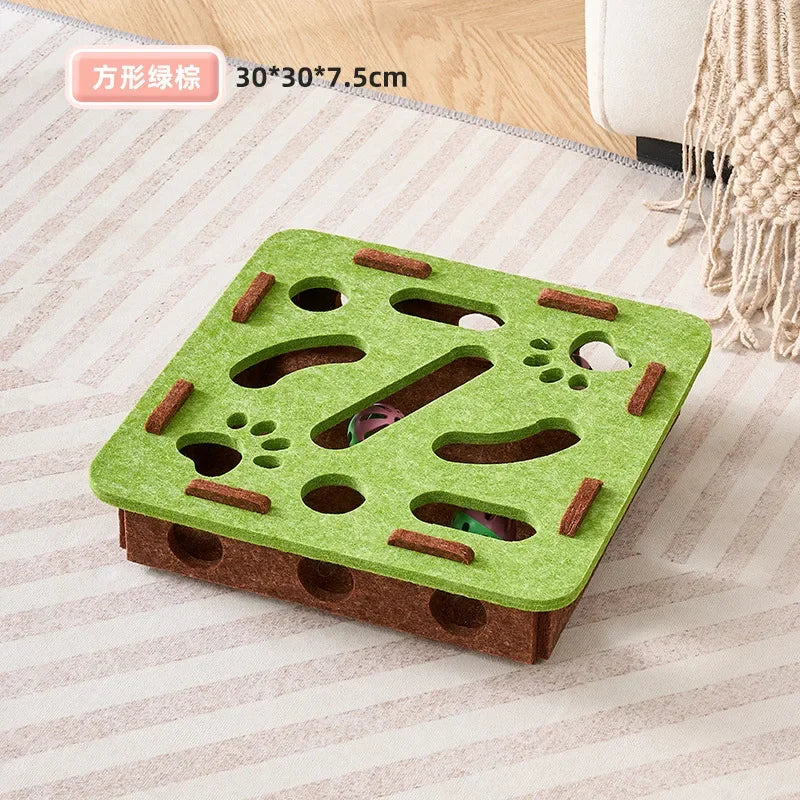 Felt Puzzle Box Cat Exercise Toy | Interactive Ball Hunting Toy for Indoor Cats
