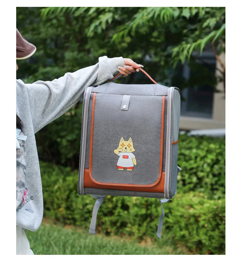 Fashionable Pet Backpack Carrier | Spacious & Breathable Bag for Cats & Dogs