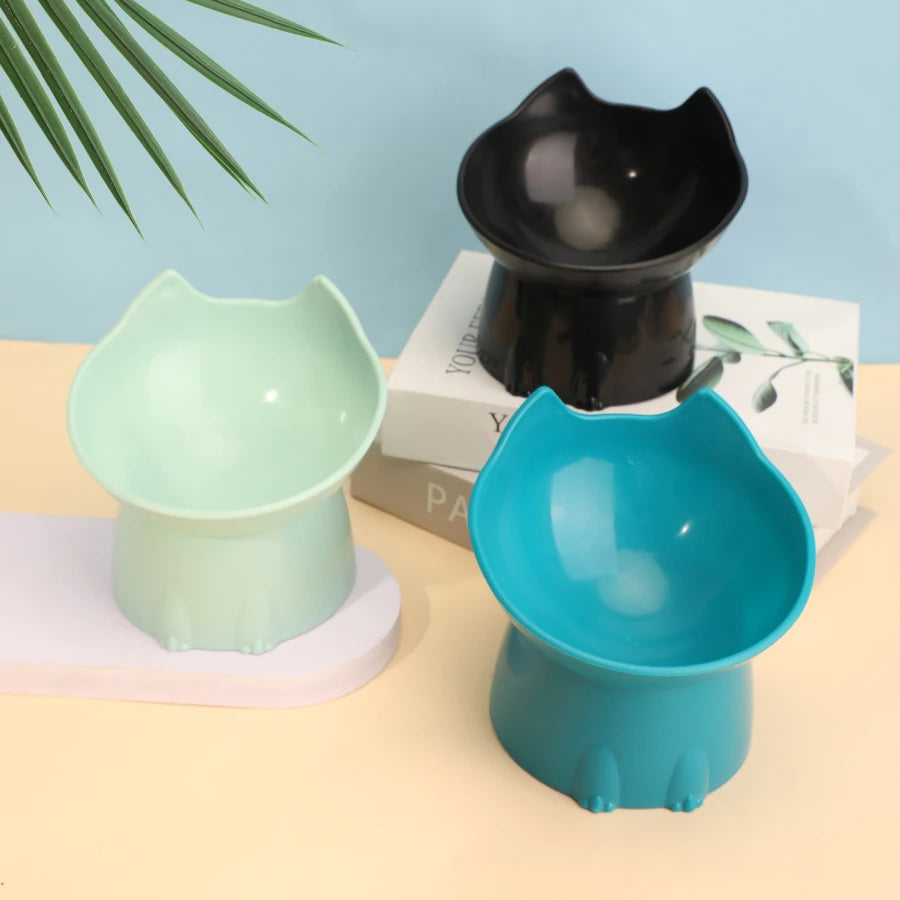 Elevated Anti-Tip Cat Bowl | Raised Tilted Feeding Dish for Neck Protection