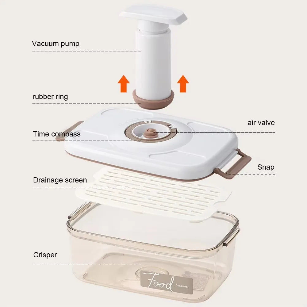 Vacuum Sealed Food Storage Container | Drainable Grain Tank Kitchen Organizer