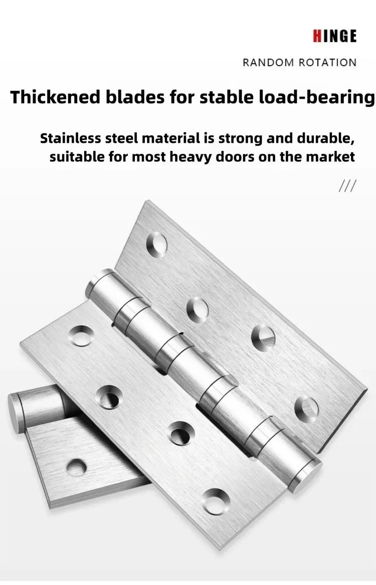 Stainless Steel Silent Door Hinge 4-Inch | Heavy Duty 3mm Thick Bearing Furniture Hardware