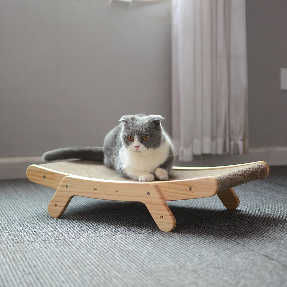 3-in-1 Wood Cat Scratch Board Bed | Vertical Nail Grinding Scraper Mat