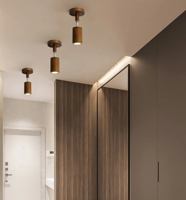 Japanese Wood Chandelier Spotlight | Adjustable Indoor Hallway & Living Room Light