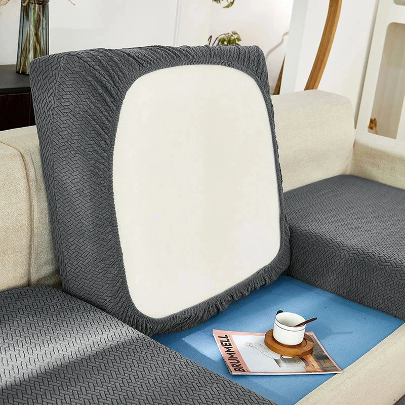 Jacquard Elastic Sofa Slipcover | Twill Pattern Furniture Protector for Living Room