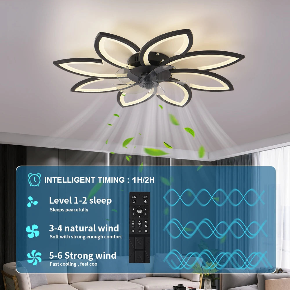 Petal LED Ceiling Fan with Light | Remote Control Bedroom & Dining Room Lamp
