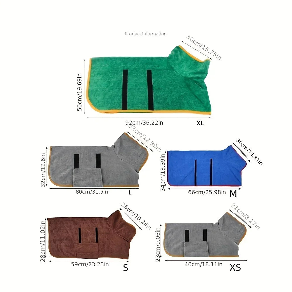Absorbent Dog Bathrobe & Quick Dry Bath Towel | Full Body Wrap for Dogs