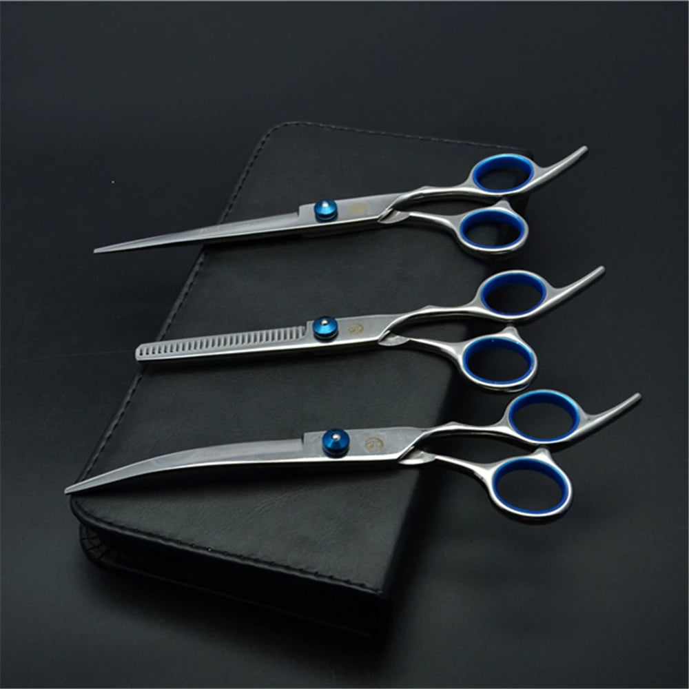 Stainless Steel Dog Grooming Scissors Set | Cutting, Thinning & Curved Shears