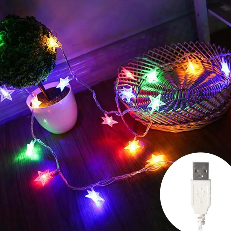 LED Star Fairy String Lights | Outdoor Garland Bulb for Party, Garden & Christmas