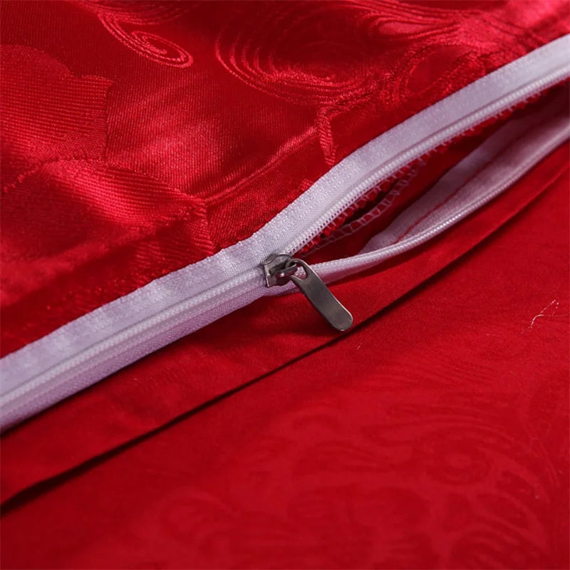 Luxury Satin Jacquard Duvet Cover Set | European Wedding Bedding King Queen Size