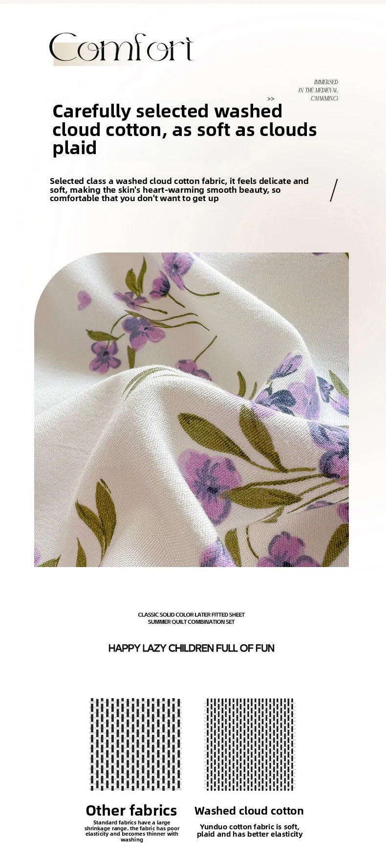 Washed Cotton Korean Floral Duvet Cover | Skin-Friendly Double Yarn Quilt Bedding