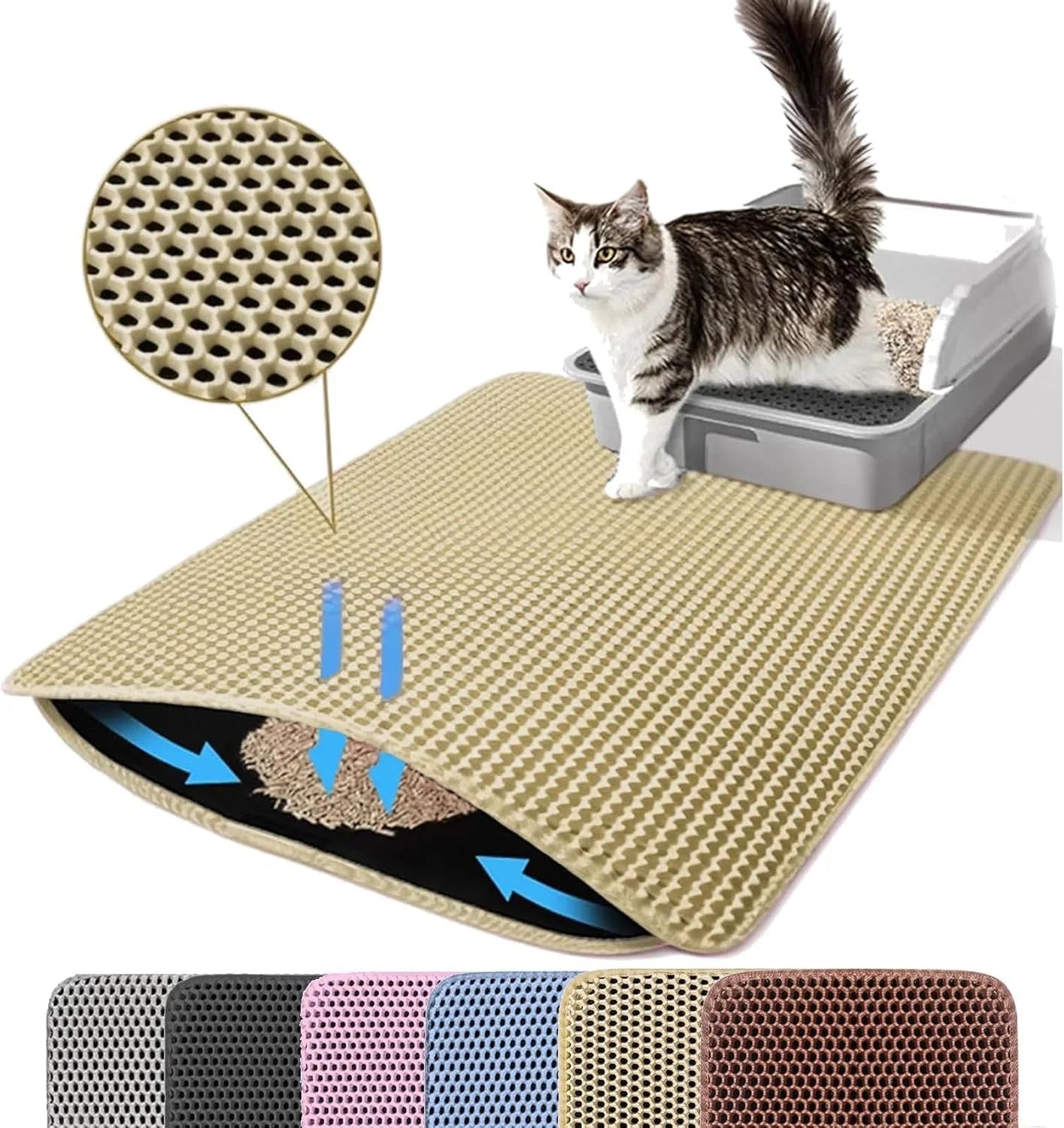 Double Layer Cat Litter Mat | Waterproof Anti-Slip Litter Box Filter Mat