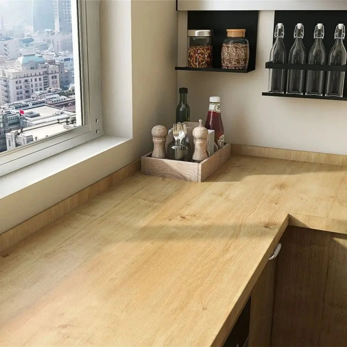 PVC Self-Adhesive Waterproof Wallpaper Roll | Wood Grain Vinyl Sticker for Home Decor