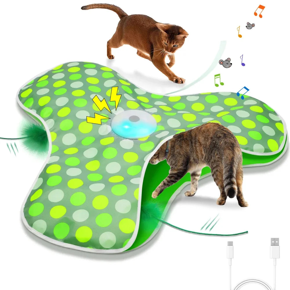 Smart Hide & Seek Cat Toy | Motion Activated Mouse & Feather Kitten Teaser