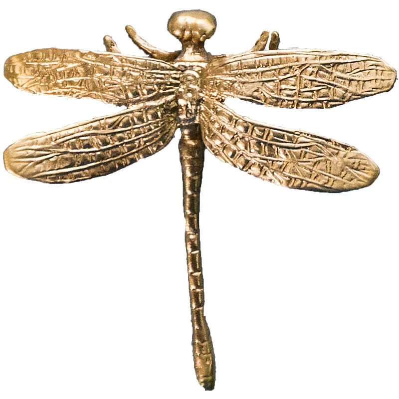 Nordic Gold Dragonfly Brass Cabinet Pull | Luxury Single Hole Kitchen Drawer Handle