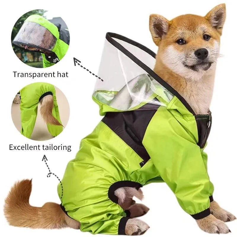 Waterproof Dog Raincoat Jumpsuit | Water Resistant Pet Jacket