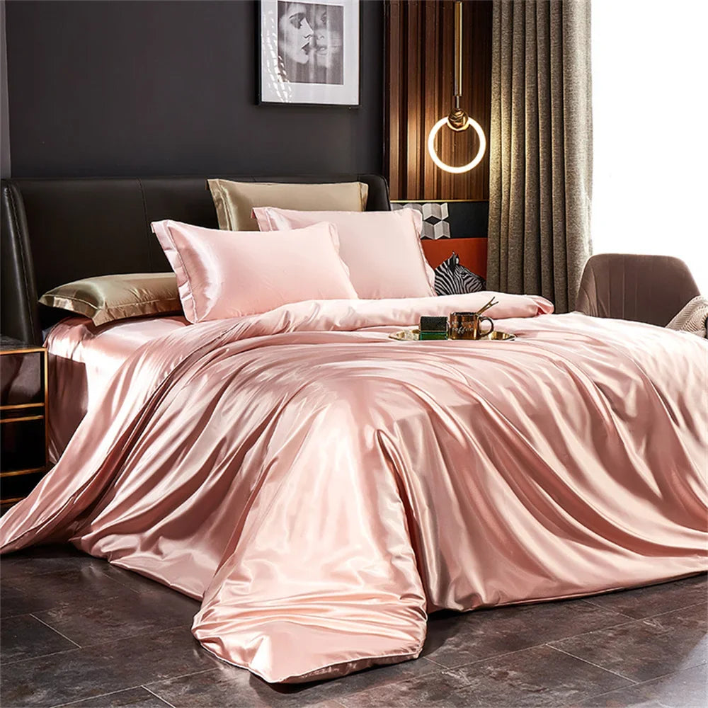 Luxury Satin Silk Bedding Set | Duvet Cover, Sheet & Pillowcases King Queen Twin