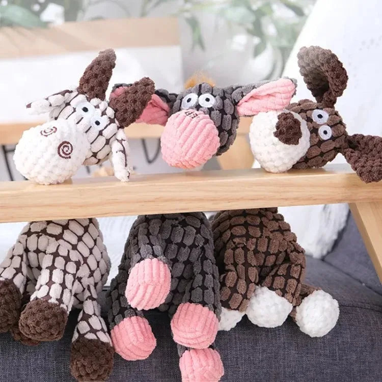 Plush Squeaky Donkey Dog Chew Toy | Interactive Teething Toy for Small Dogs