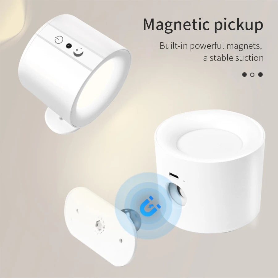 Touch Control LED Wall Sconce | 360° Rotatable Double Head 3-Color Bedroom Light