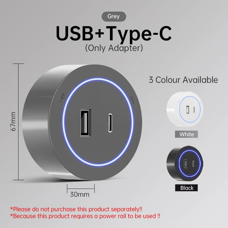Universal Wall Power Track Socket | Removable USB Adapter Plug US EU UK FR