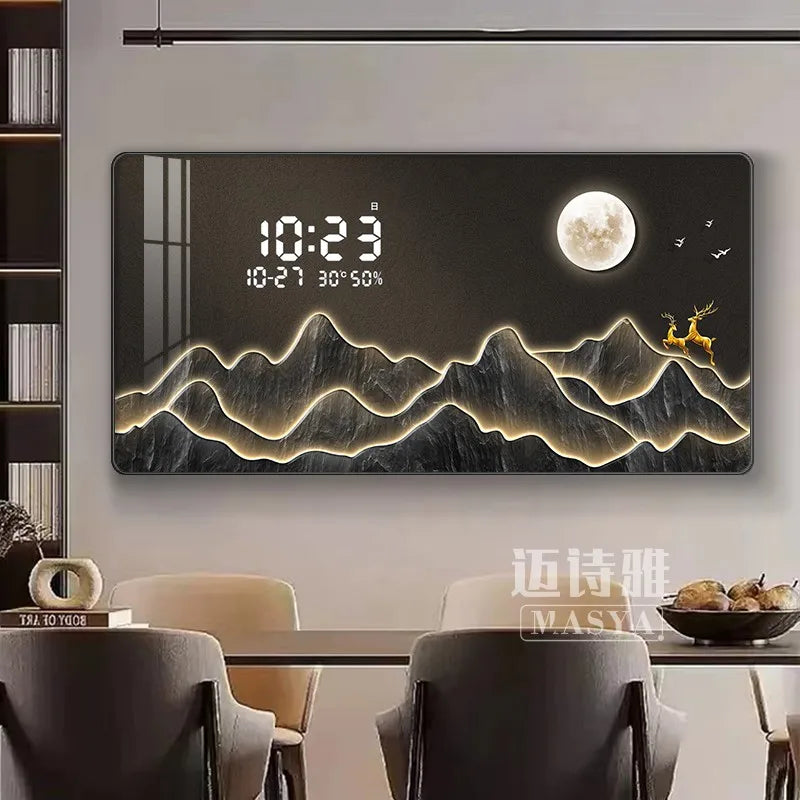 Modern Luxury Digital Wall Clock | Silent Perpetual Calendar for Living & Dining Room