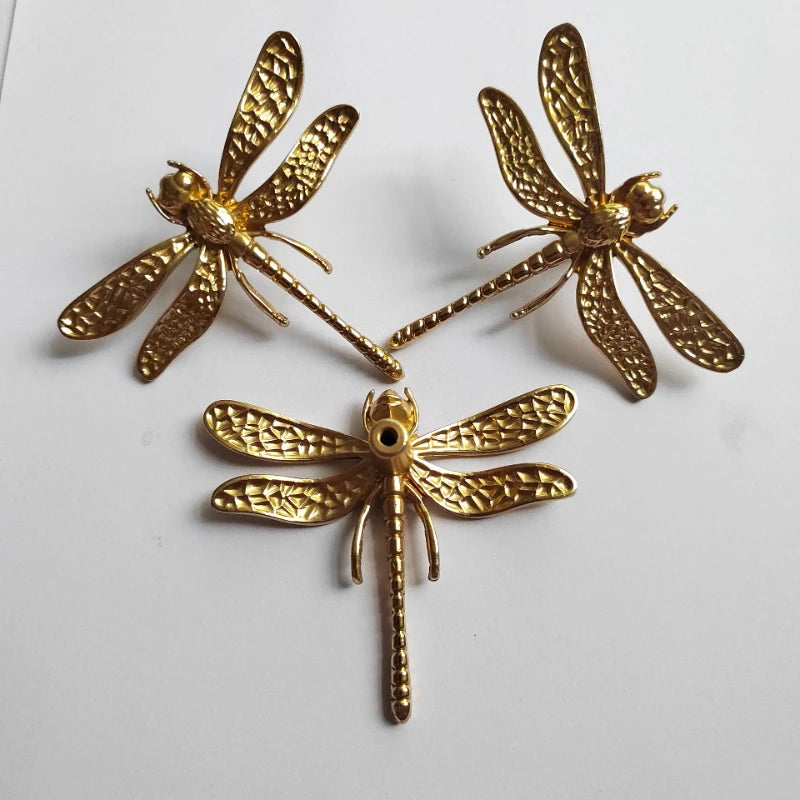 Nordic Gold Dragonfly Brass Cabinet Pull | Luxury Single Hole Kitchen Drawer Handle