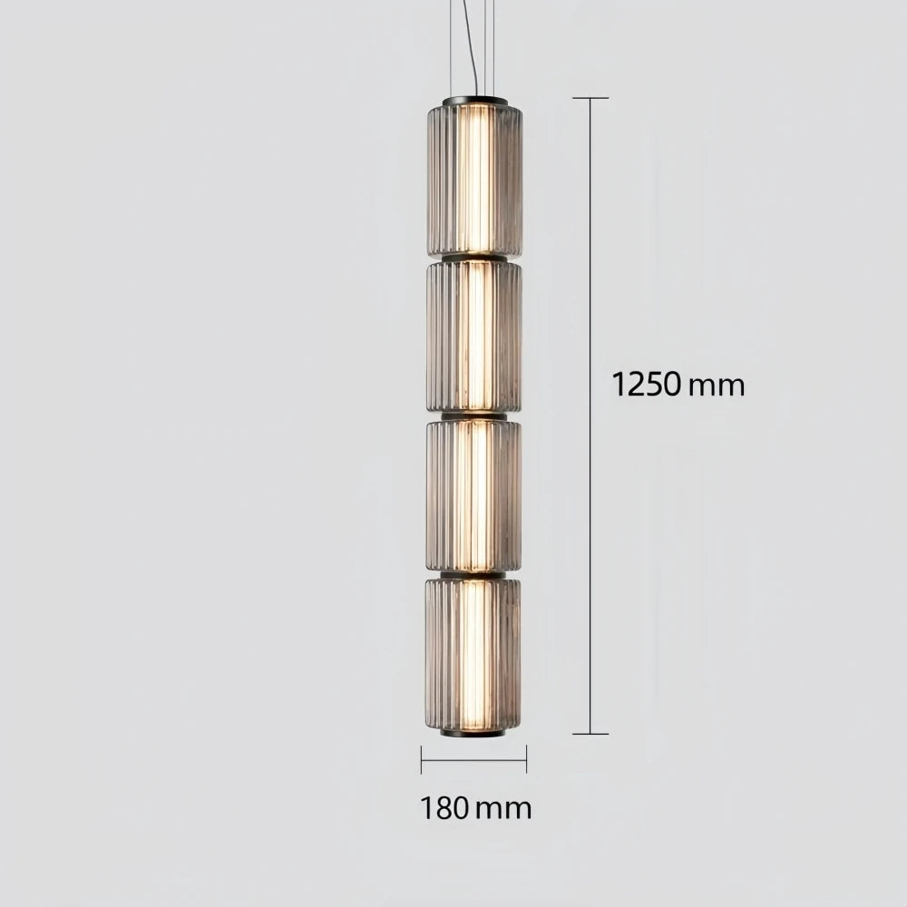 Nordic LED Pendant Light Smoke Gray Glass | Long Stripe Hanging Lamp for Dining Room