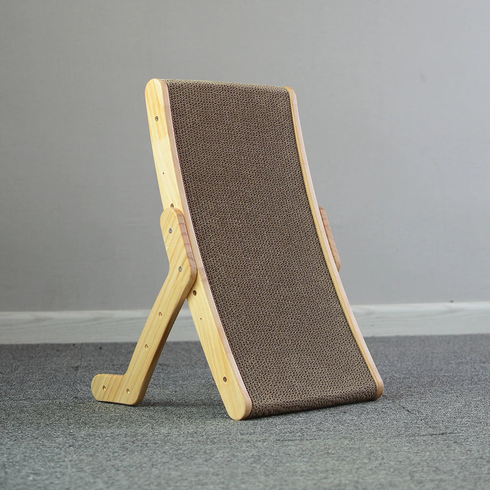 3-in-1 Wood Cat Scratch Board Bed | Vertical Nail Grinding Scraper Mat
