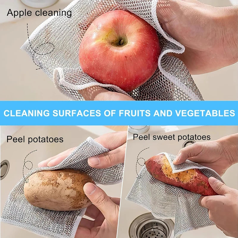 Magic Double-Sided Steel Wire Cleaning Cloth | Thickened Kitchen Dish & Pot Washing Rag