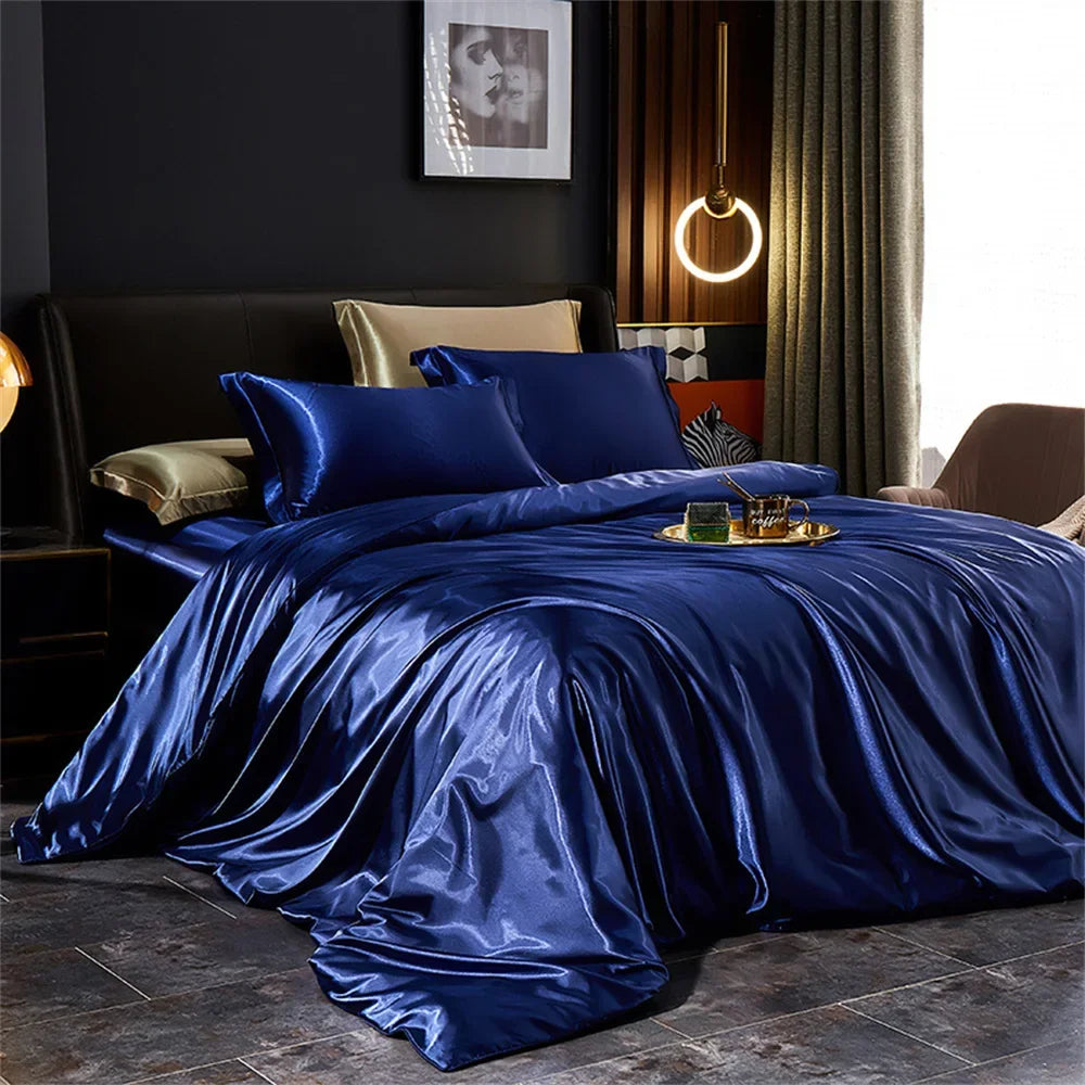 Luxury Satin Silk Bedding Set | Duvet Cover, Sheet & Pillowcases King Queen Twin