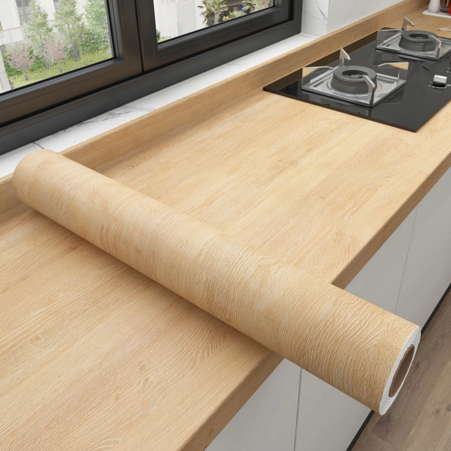 PVC Self-Adhesive Waterproof Wallpaper Roll | Wood Grain Vinyl Sticker for Home Decor