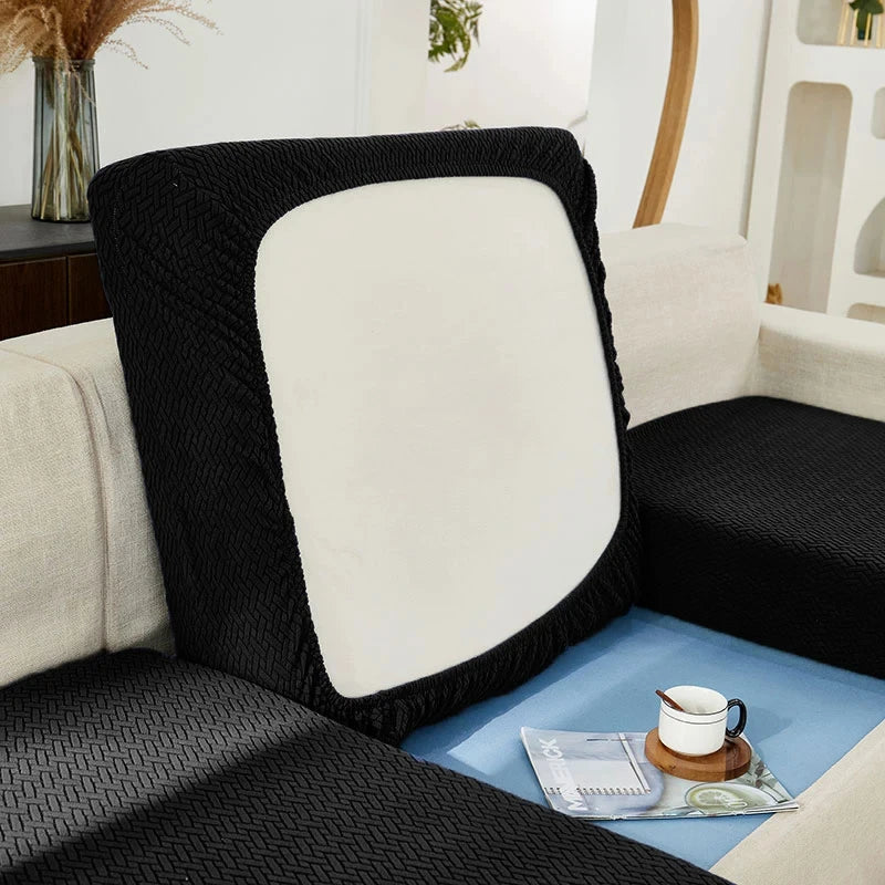 Jacquard Elastic Sofa Slipcover | Twill Pattern Furniture Protector for Living Room