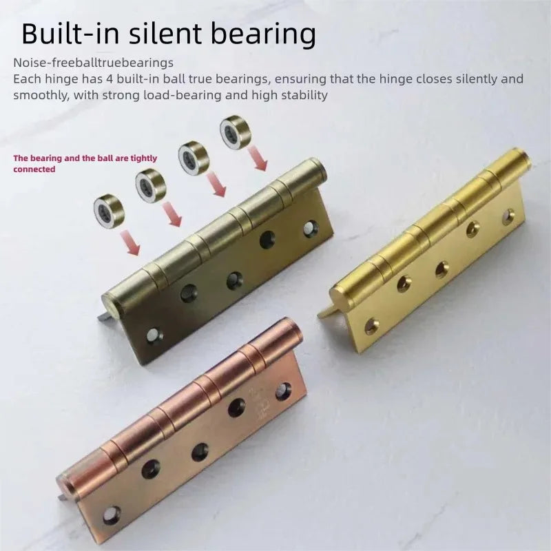 Stainless Steel Silent Door Hinge 4-Inch | Heavy Duty 3mm Thick Bearing Furniture Hardware
