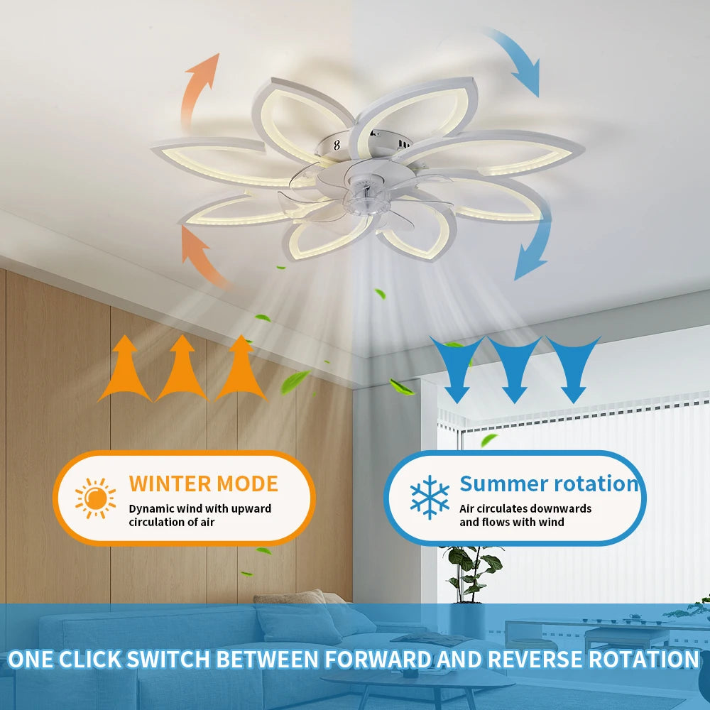 Petal LED Ceiling Fan with Light | Remote Control Bedroom & Dining Room Lamp