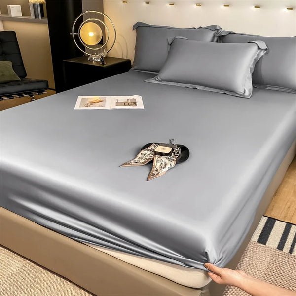 Natural Mulberry Silk Fitted Sheet | Luxury Mattress Cover King Queen Custom Size