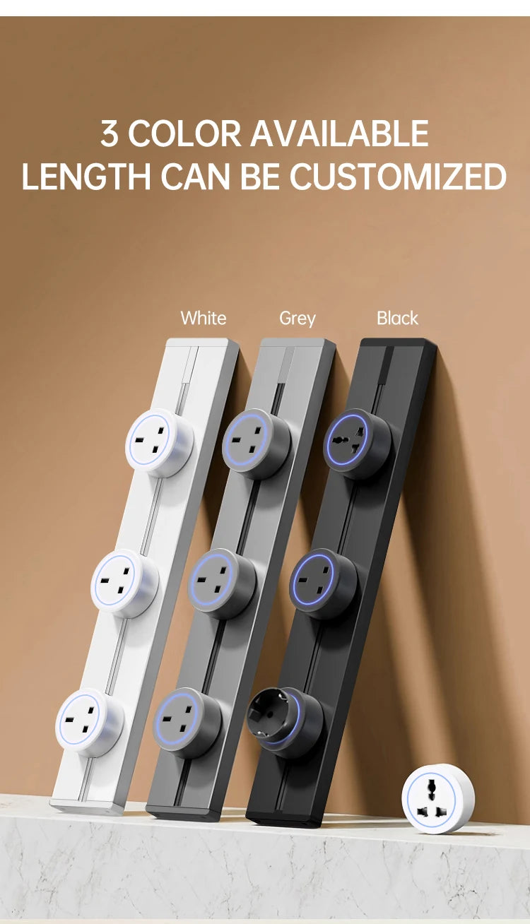 Universal Wall Power Track Socket | Removable USB Adapter Plug US EU UK FR