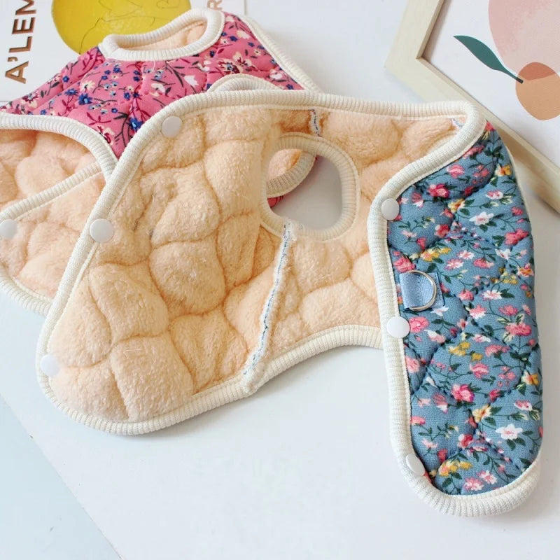 Floral Fleece Dog Vest Jacket | Luxury Winter Coat for Small Dogs