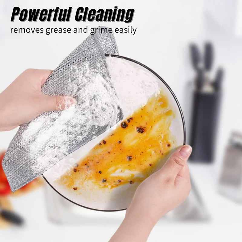 Magic Double-Sided Steel Wire Cleaning Cloth | Thickened Kitchen Dish & Pot Washing Rag