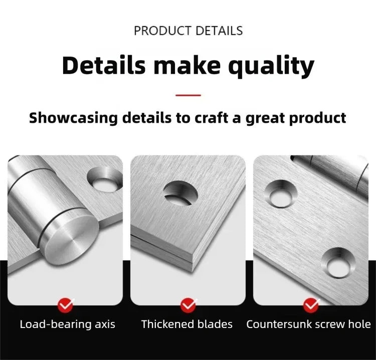 Stainless Steel Silent Door Hinge 4-Inch | Heavy Duty 3mm Thick Bearing Furniture Hardware