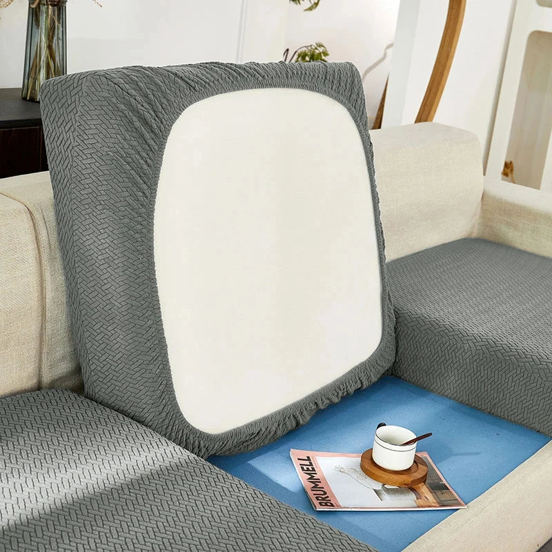 Jacquard Elastic Sofa Slipcover | Twill Pattern Furniture Protector for Living Room